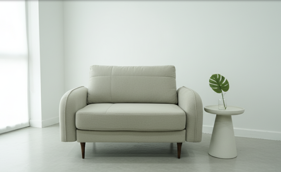 Loveseat - Dikişli - Mikro Kadife - Aspendos Beji - Post Modern Kol