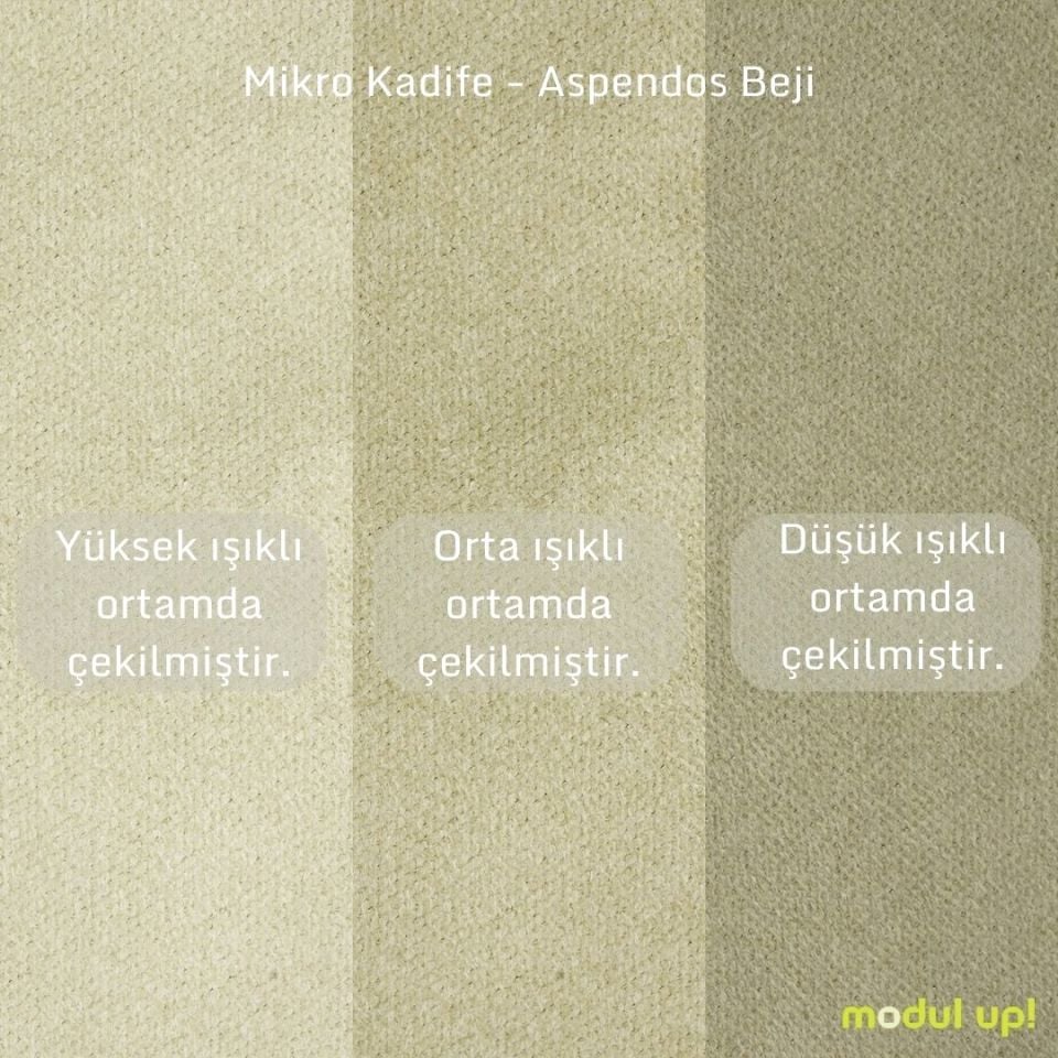 Loveseat - Dikişli - Mikro Kadife - Aspendos Beji - Post Modern Kol