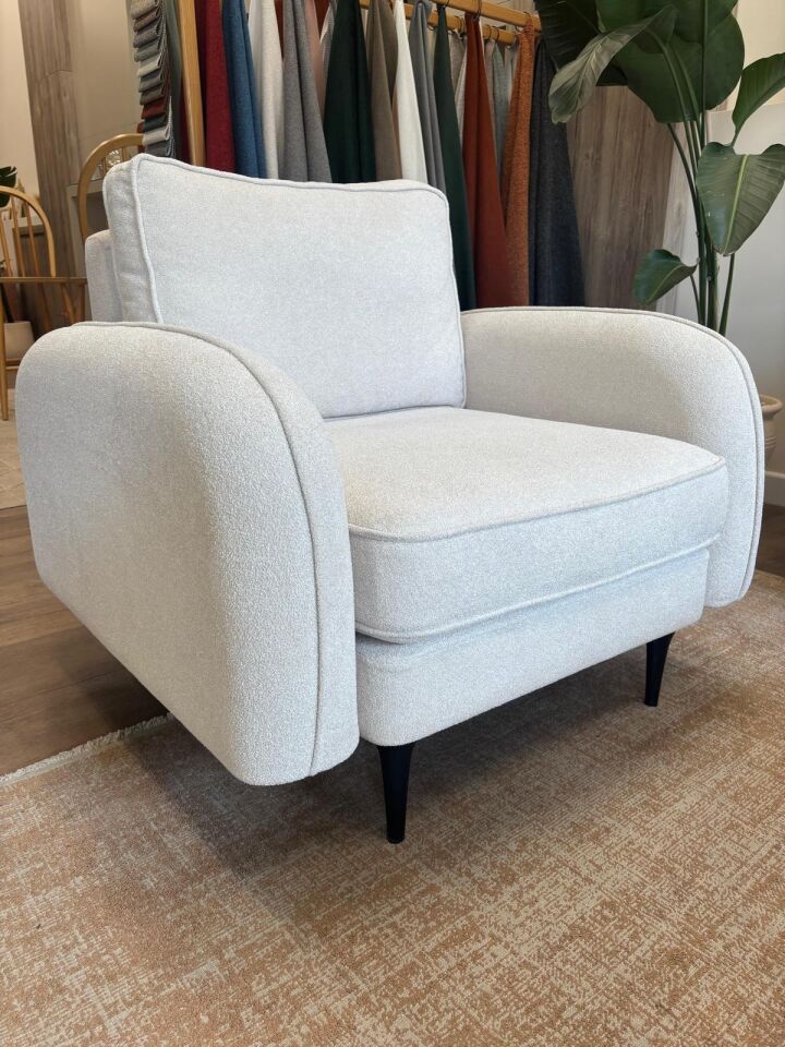 Tekli - Fitilli - Makro Kadife - Işık Beyazı - Post Modern Kol