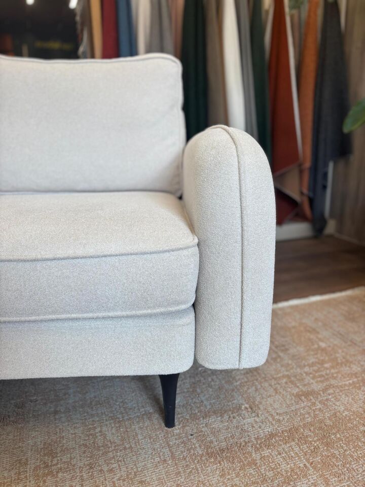 Tekli - Fitilli - Makro Kadife - Işık Beyazı - Post Modern Kol