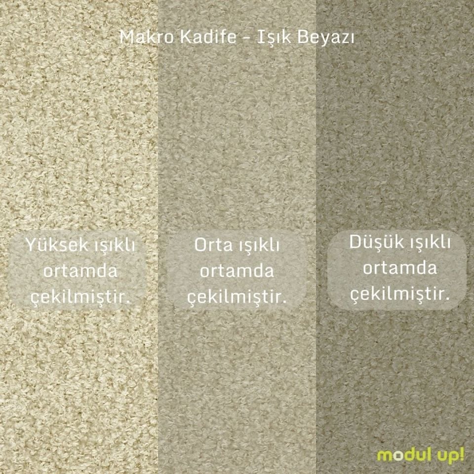 Tekli - Fitilli - Makro Kadife - Işık Beyazı - Post Modern Kol