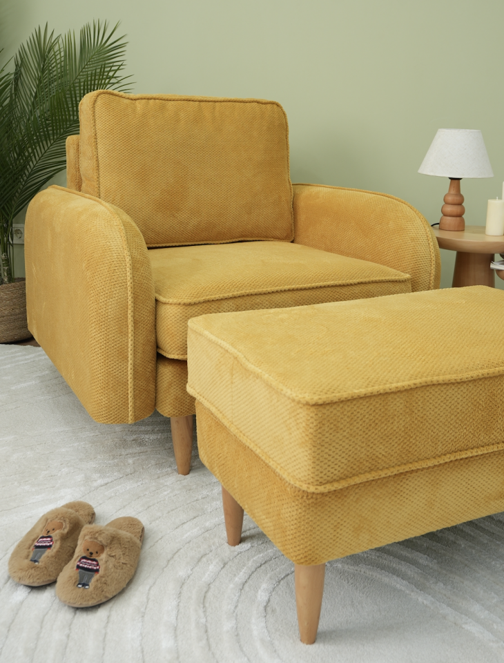 Tekli - Fitilli - Fulya Kadife - Güneş Sarısı - Post Modern Kol