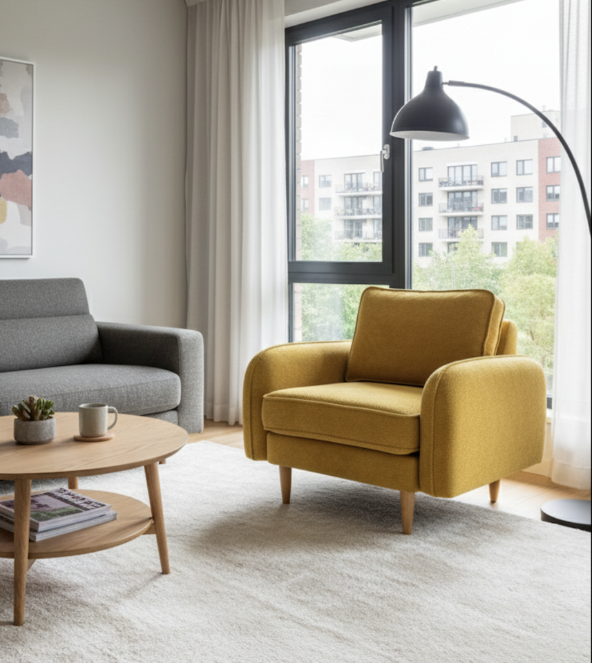 Tekli - Fitilli - Fulya Kadife - Güneş Sarısı - Post Modern Kol