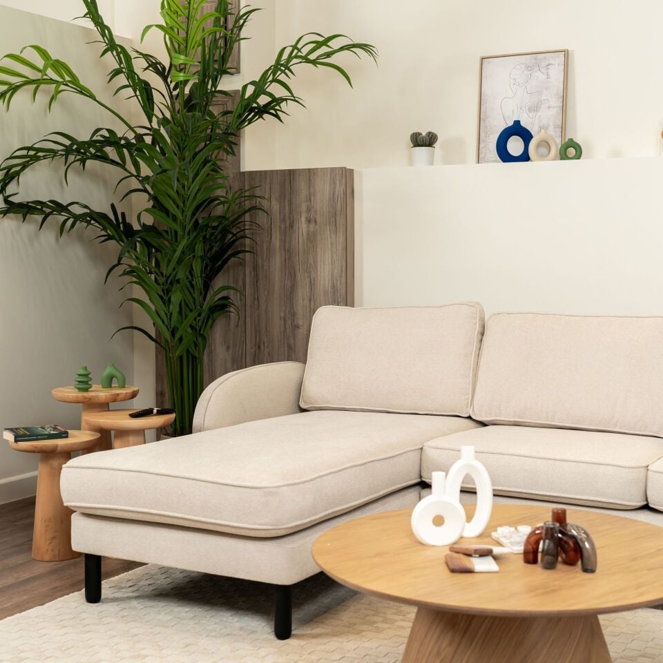 Midi Köşe - Fitilli - Makro Kadife - Işık Beyazı - Post Modern Kol