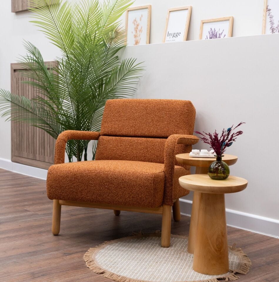 Hygge Berjer Bukle Sonbahar Turuncusu