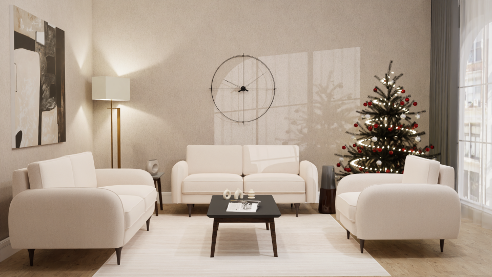 3x3x1 Takım - Fitilli - Makro Kadife - Işık Beyazı - Post Modern Kol