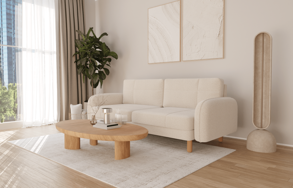 Üçlü - Dikişli - Makro Kadife - Işık Beyazı-Post Modern Kol