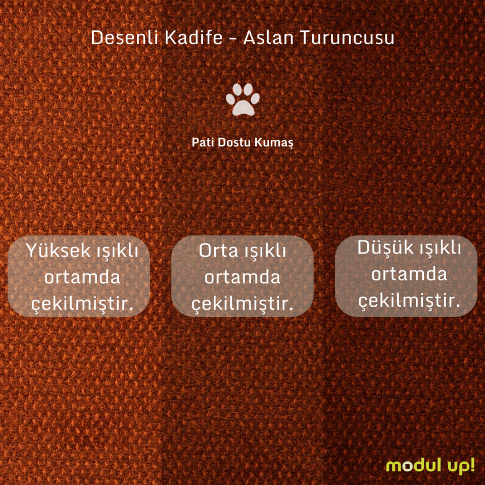 Tekli - Fitilli - Desenli Kadife - Aslan Turuncusu - Post Modern Kol