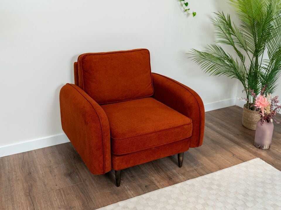 Tekli - Fitilli - Desenli Kadife - Aslan Turuncusu - Post Modern Kol