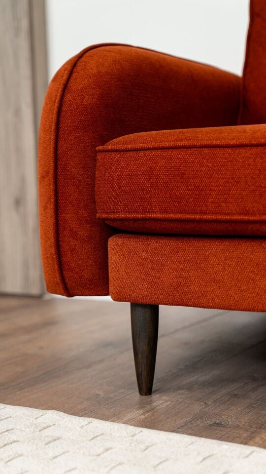 Tekli - Fitilli - Desenli Kadife - Aslan Turuncusu - Post Modern Kol