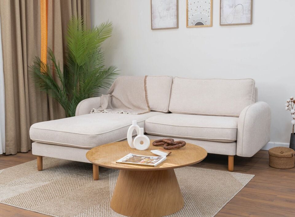 Mini Köşe - Fitilli - Makro Kadife - Işık Beyazı - Post Modern Kol