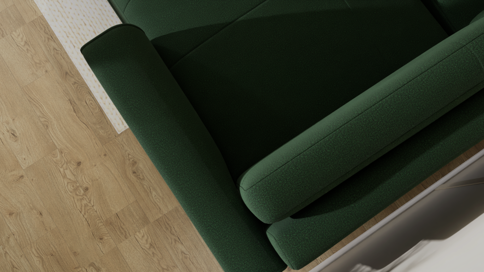 Mini Köşe - Dikişli - Makro Kadife - Amazon Yeşili - İskandinav Kol