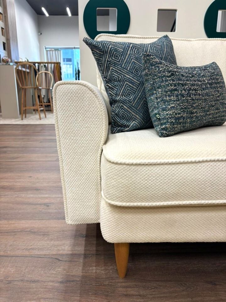 Midi L Köşe - Fitilli - Fulya Kadife - Fildişi Beyazı