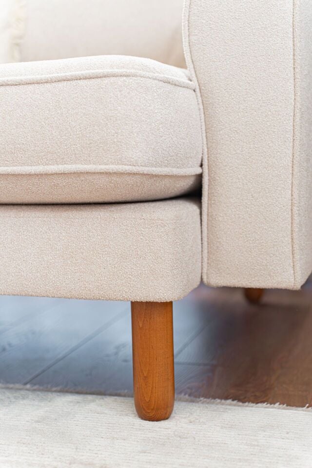 Loveseat - Fitilli - Makro Kadife - Işık Beyazı - İskandinav Kol 2026