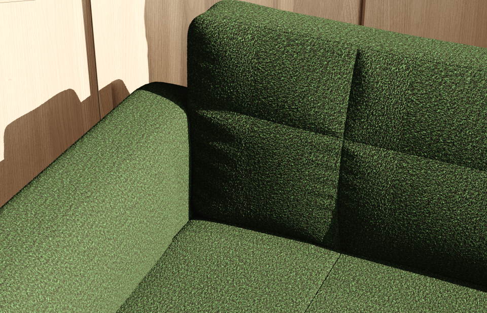 Loveseat - Dikişli - Makro Kadife - Amazon Yeşili - İskandinav Kol 2026