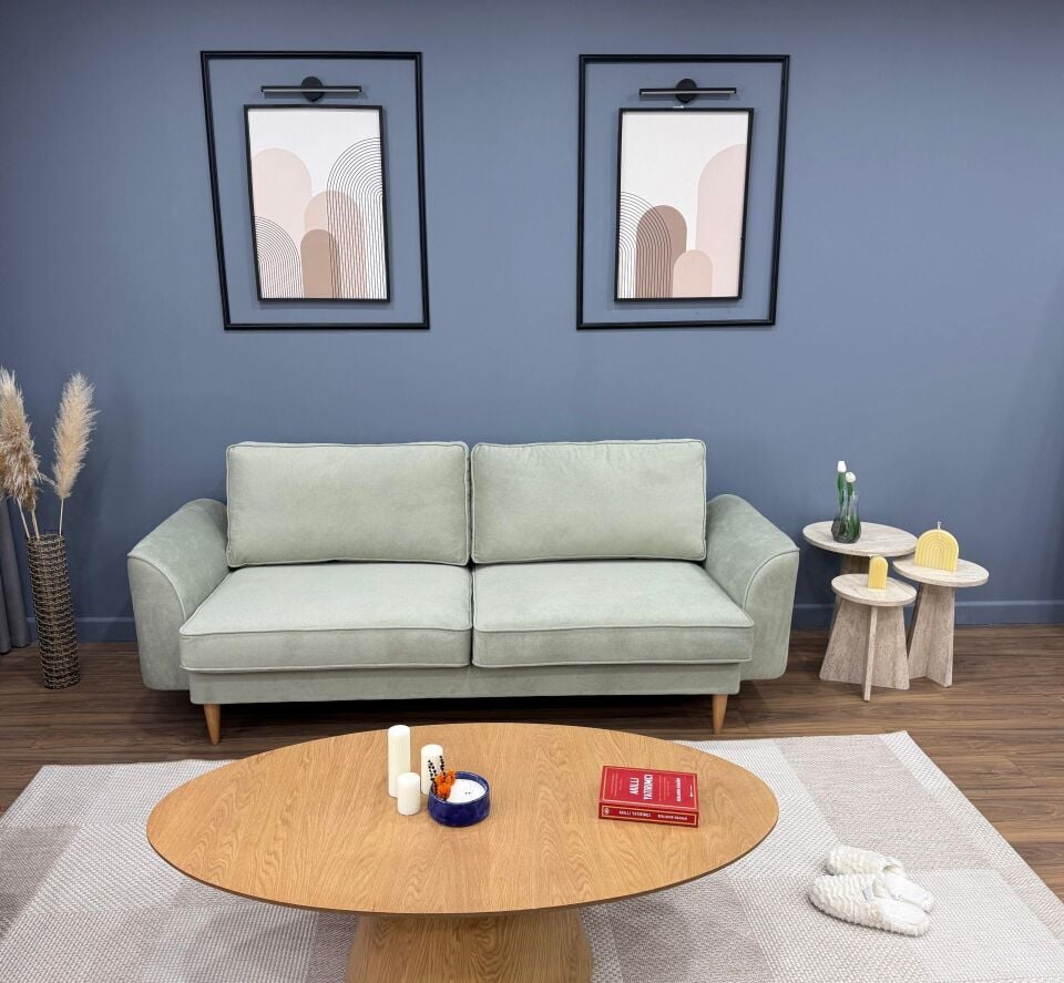 Üçlü - Fitilli - Mikro Kadife - Okaliptüs Yeşili - İtalyan Kol 2026