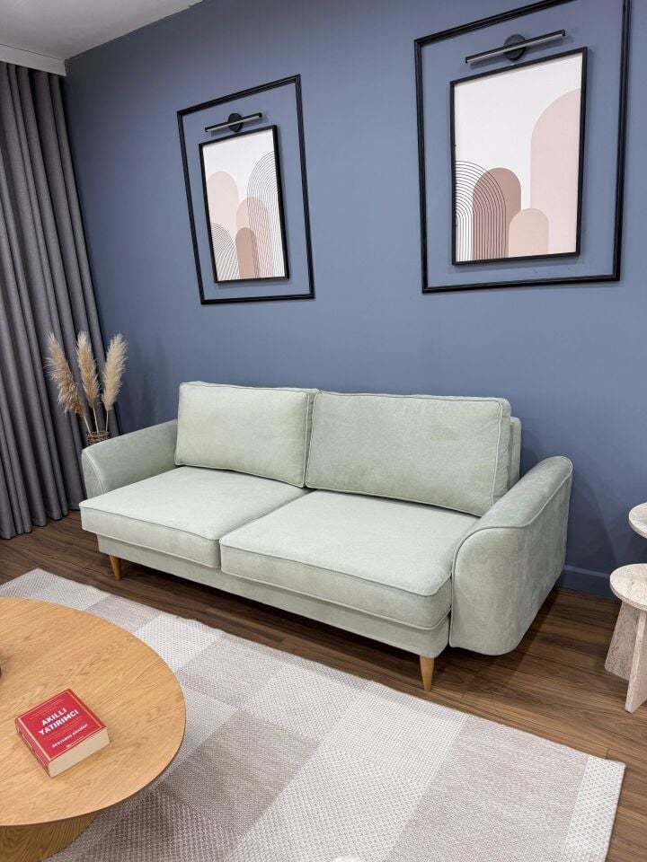 Üçlü - Fitilli - Mikro Kadife - Okaliptüs Yeşili - İtalyan Kol 2026