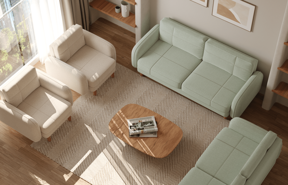 3x3x1x1 Takım - Dikişli - Makro Kadife - Işık Beyazı - Fulya Kadife - Adaçayı Yeşili - Post Modern Kol 2026