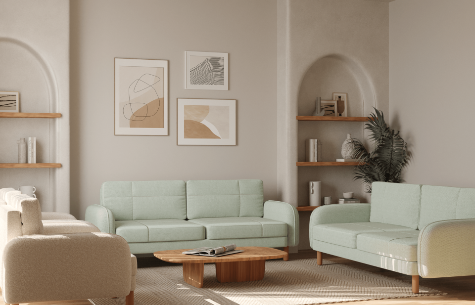 3x3x1x1 Takım - Dikişli - Makro Kadife - Işık Beyazı - Fulya Kadife - Adaçayı Yeşili - Post Modern Kol 2026