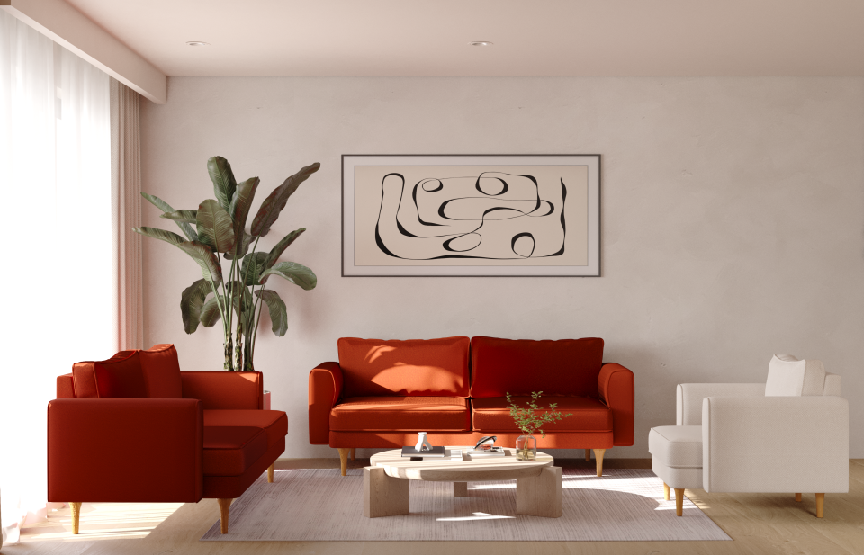 3x3x1 Takım - Fitilli - Desenli Kadife - Aslan Turuncusu - Zambak Beyazı - İskandinav Kol 2026