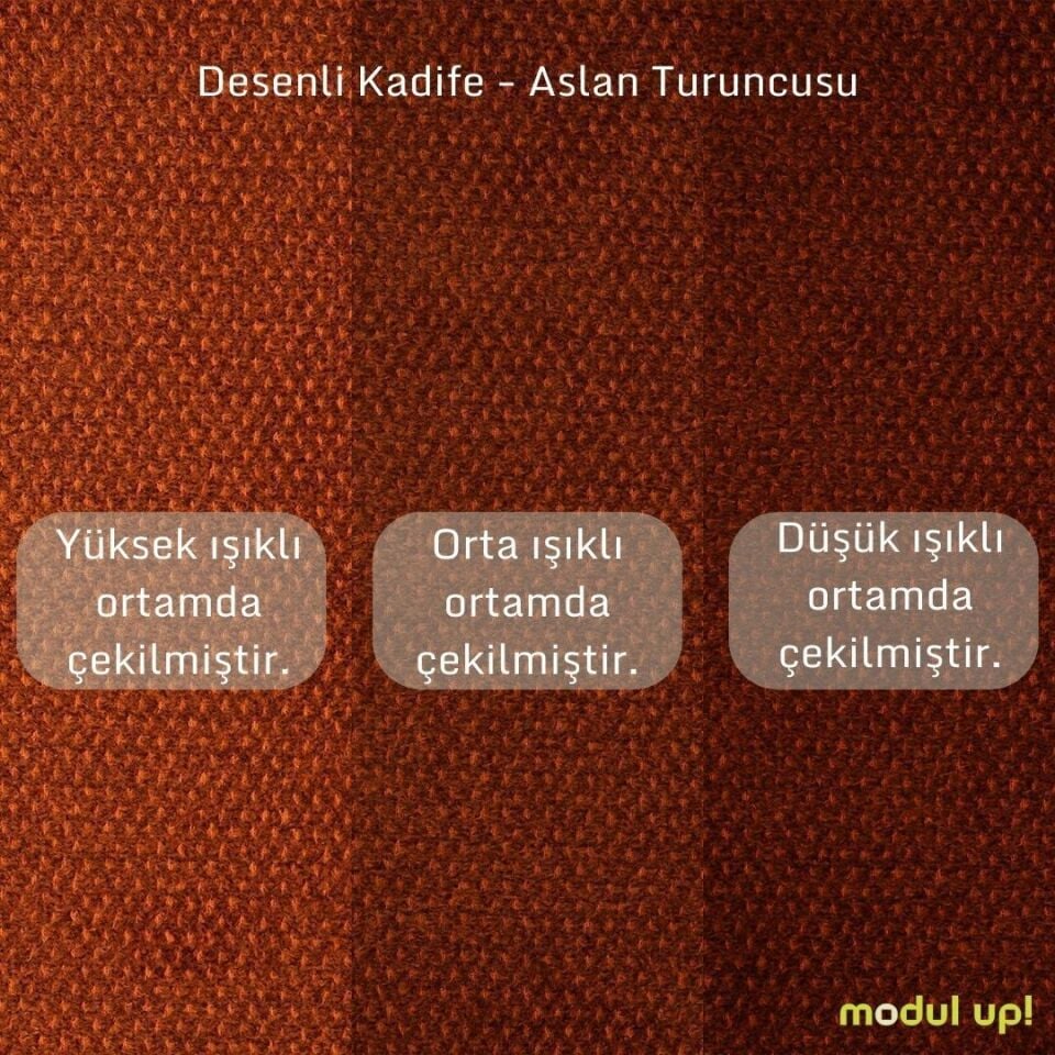 3x3x1 Takım - Fitilli - Desenli Kadife - Aslan Turuncusu - Zambak Beyazı - İskandinav Kol 2026