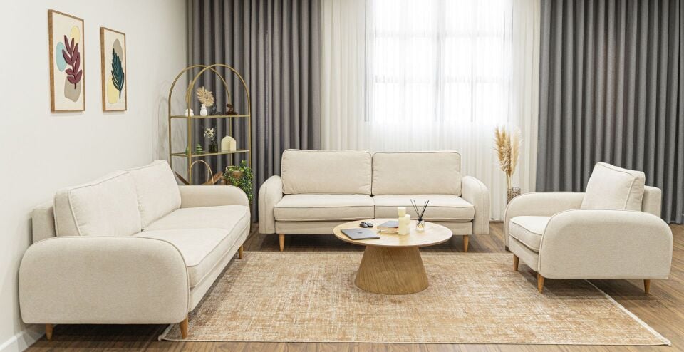 3x2x1 Takım - Fitilli - Makro Kadife - Işık Beyazı - Post Modern Kol 2026