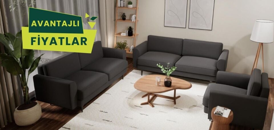 3x3x1 Takım - Fitilli - Mikro Kadife - Prestij Gri - İskandinav Kol 2026