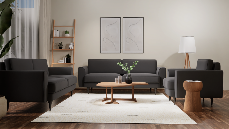 3x3x1 Takım - Fitilli - Mikro Kadife - Prestij Gri - İskandinav Kol 2026