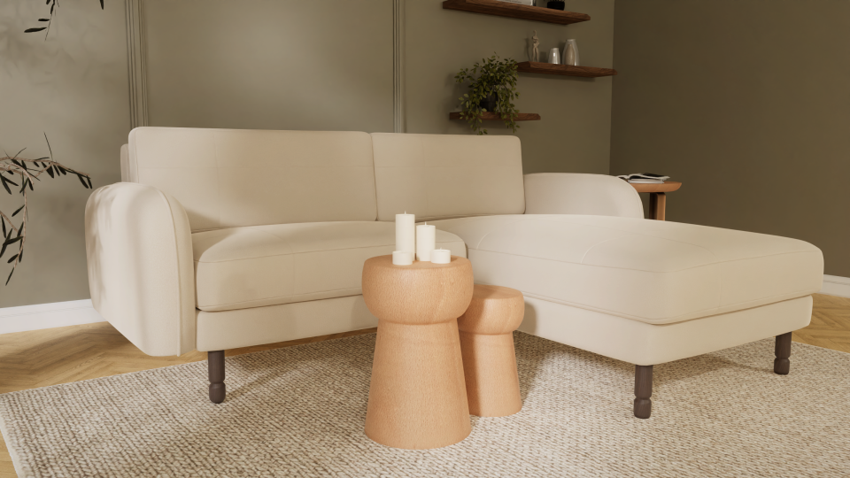 Mini Köşe - Dikişli - Mikro Kadife - Aspendos Beji - Post Modern Kol