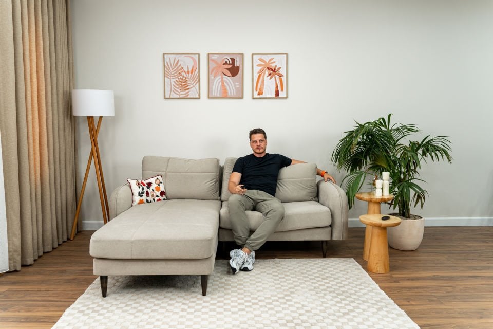 Mini Köşe - Dikişli - Mikro Kadife - Aspendos Beji - Post Modern Kol