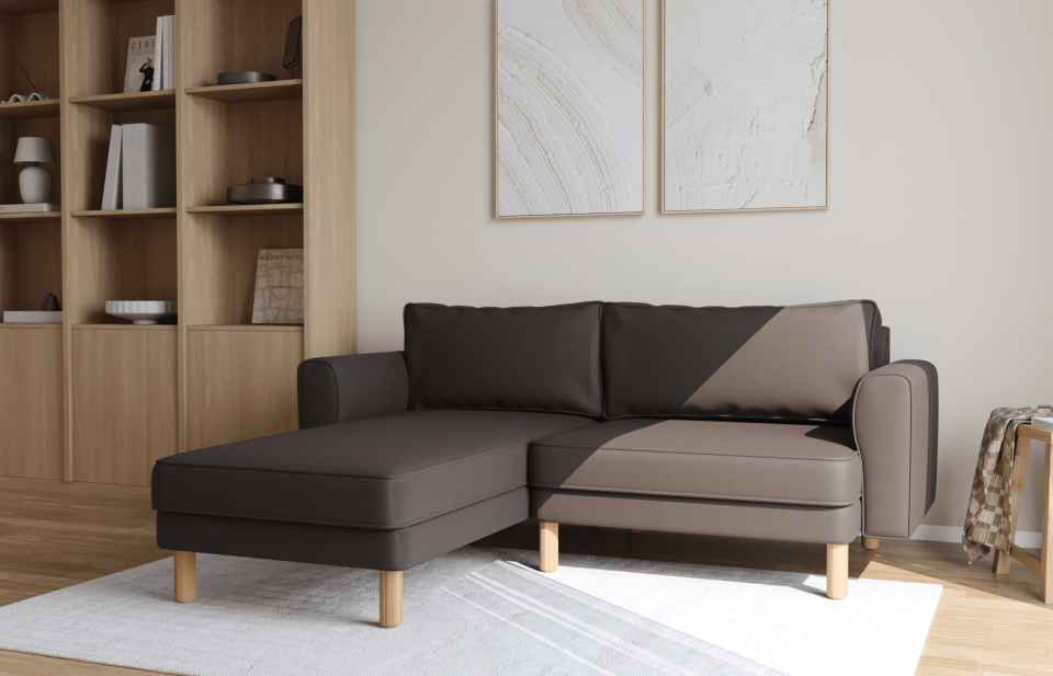 Mini Köşe - Fitilli - Mikro Kadife - Prestij Grisi - İskandinav Kol