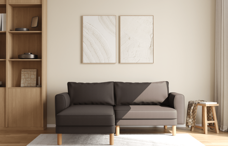 Mini Köşe - Fitilli - Mikro Kadife - Prestij Grisi - İskandinav Kol